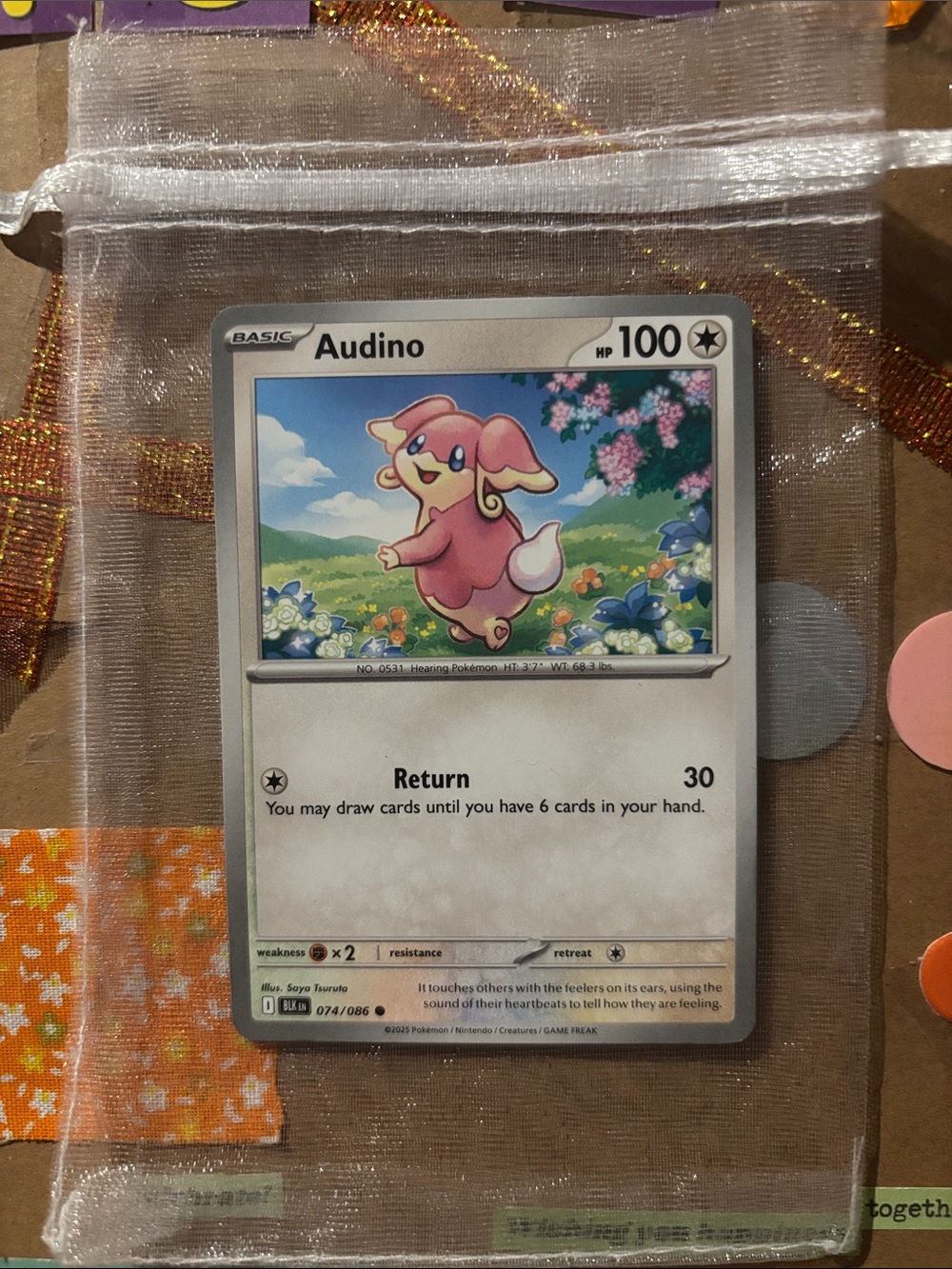 Audino Pokémon Card - Pink and White Collector Card